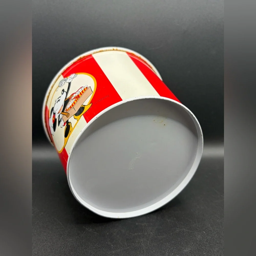 Vintage Disney Minnie Mouse Striped Metal Popcorn Bucket, Disney Collectibles